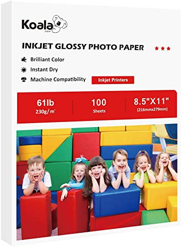 Koala Fotopapier, hochglänzend, 21,6 x 27,7 cm, für Tintenstrahldrucker, 100 Blatt