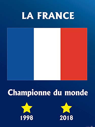 1art1 Football Poster La France Championne du Monde 1998 2018 Affiche Reproduction 80x60 cm
