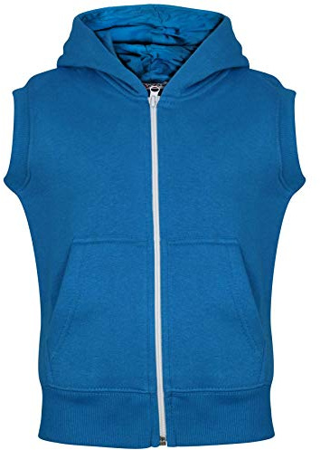 A2Z 4 Kids Hooded Gilet Jacket Fabric No Sleeve Zipper - Gilet Blue 11-12