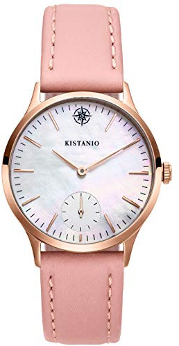 Kistanio Stratolia Damenuhr mit Lederarmband Analog Saphirglas Rose Perlmutt STR-31-003