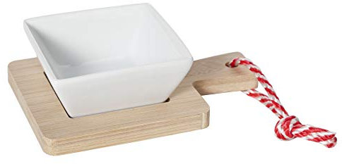 Cosy & Trend 4394696 - Coppetta per aperitivo in ceramica + vassoio in bambù, 14 x 10 x 4,2 cm