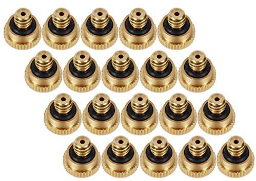 KUWAN 0,4 mm Öffnung (0,4 mm) Gewinde UNC 10/24 Messing Nebeldüsen Niederdruck Zerstäubung Sprühdüse Wasserschlauchdüse für Gewächshaus, Landschaftsbau, Außen-Kühlnebelsystem (20 Stück)