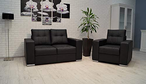 Quattro Meble Echtleder Sofagarnitur Mallorca Pik 2 er 150cm + Sessel Ledersofa Echt Leder Couchgarnitur Möbel Set große Farbauswahl