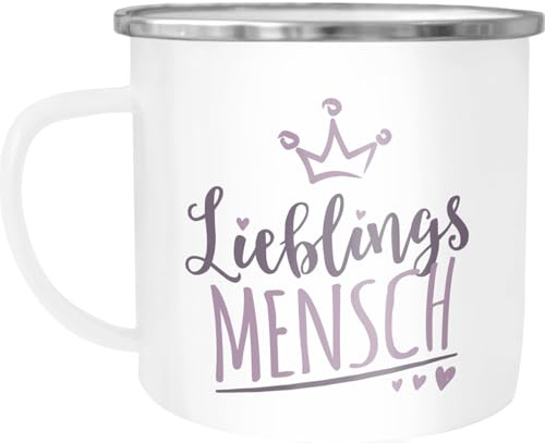 MoonWorks® Emaille-Tasse Becher Lieblings Freundin/Schwester/Mama/Mensch mit Krone Geschenkideen Lieblingsperson Weiss-metall-rosa unisize