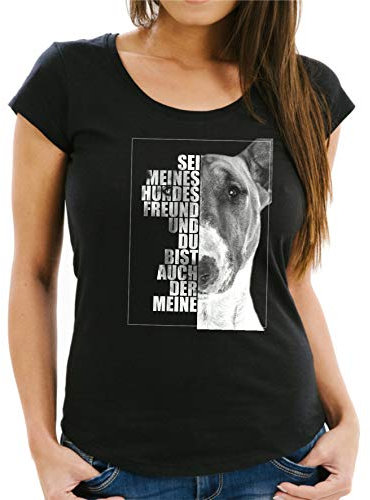 Bullterrier Damen T-Shirt Face Hundemotiv Bully Bull Terrier Gladiator Größe S