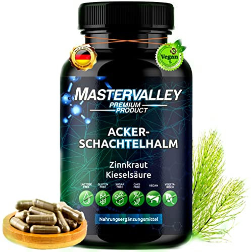Ackerschachtelhalm Extrakt | Schachtelhalm Kapseln | Silizium organisch hochdosiert | Zinnkraut | 500mg | Ohne Zusatzstoffe | 90 Kapseln | Made in Germany | Mastervalley