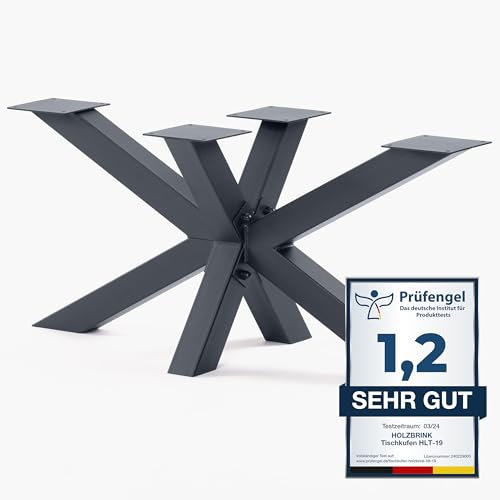 HOLZBRINK Tischgestell Spider | Massive Tischkufen/Tischbeine Metall Grau für Couchtisch, Esstisch, Schreibtisch, Konferenztisch | 1 Stück Tisch-Füße 98x40 cm | Höhe 43 cm