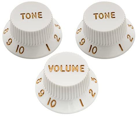 Musiclily Ultra Universal Fitting Size Strat Knobs 2 Tone 1 Volume Set for Fender Stratocaster ST Style Electric Guitar, White