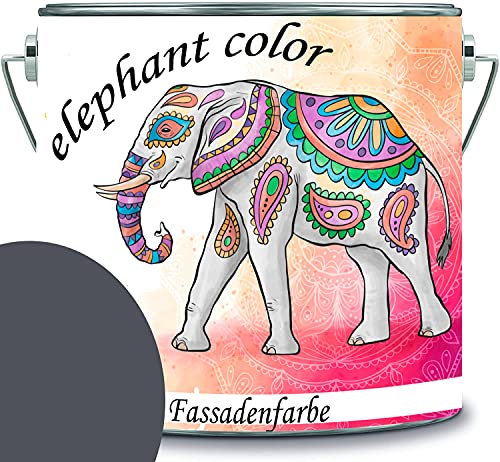 elephant color hochwertige Fassadenfarbe auf Silikonharz Sockelfarbe Betonfarbe (1 L, RAL 7015 - Schiefergrau)
