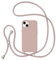 ZTOFERA Crossbody Lanyard Case for iPhone 13 (6.1), Liquid Silicone Protective Phone Case with Strap Adjustable Neck Cord Necklace Soft Cover, Pink