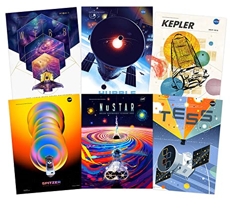 Artery8 NASA Exoplanet Travel Bureau Telescopes Space Wall Art Poster Pack of 6
