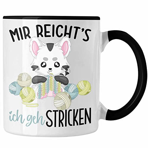 Trendation - Mir Reichts Ich Geh Stricken Tasse Geschenk Häckeln Wolle Oma Geschenk Rentner (Schwarz)
