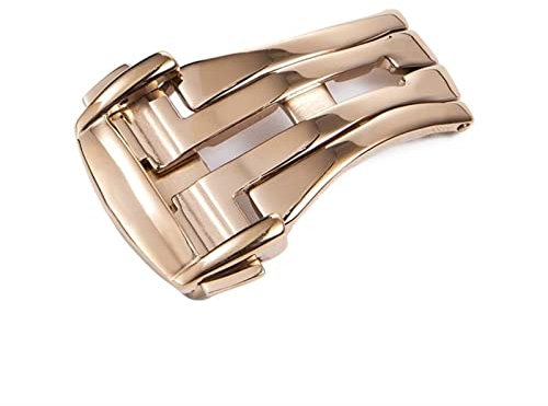 AEMALL Faltschließe für Omega Uhrenarmbänder Faltschließe Gürtel Logon 16 mm 18 mm 20 mm Lederarmband Zubehör Silber Gold Rose (Farbe: Roségold, Größe: 18 mm)