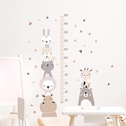 EXQUILEG Kinder Höhe Diagramm Wandtattoo Messlatte Kind Wald Tiere Wandaufkleber, Abnehmbar DIY Wandbild Wandsticker für Kinderziemmer Dekoration (Rosa)