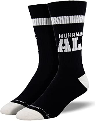 Socksmith NO BS Muhammad Ali Black Ribbed Athletic Crew Socks UK Size 8-12