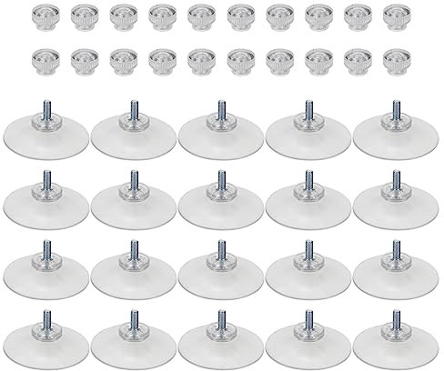 FarBoat 20 paia di ventose da 3,57 pollici con cuscinetti per ventosa in PVC, per auto, armadietto, porta in vetro, tenda da bagno, finestra in vetro (M4 dadi trasparenti e bullone M4 x 10 mm)