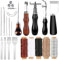 Set di strumenti da cucito in pelle, set fai da te in pelle con 5 colori di filo di cera, aghi da cucire in pelle, scalpello per fori, coltello da taglio in pelle per cucire pelle