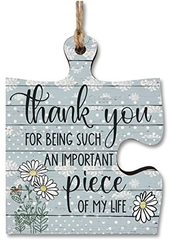 Thank You Important Piece of my Life Jigsaw Puzzle Shaped Rustic Decorative Hanging Plaque Sign Friendship Gift for Her