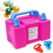 Motorenbau Bomba de Globos eléctrica, Inflador Eléctrico de Globos, 600W Bomba de Aire de Doble Boquilla, para Bodas, cumpleaños, Celebraciones, Color Rosa