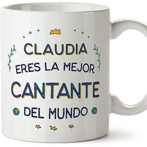 MUGFFINS Tazas Personalizadas para CANTANTE mujer - En Español - Mejor del Mundo - 11 oz / 330 ml - Regalo Personalizable original y divertido