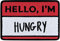 Urbanski Patch Hello I'm Hungry Schild zum Aufbügeln 5,5 x 8,1 cm | Aufnäher Applikation Bügelbild