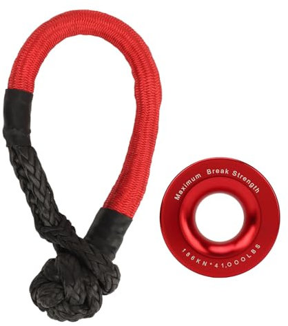 Fockety Grillo Morbido Sintetico con Anello per verricello, Anello di Recupero 4x4 Corda di Traino Blocco puleggia Kit in Lega di Alluminio Corda per verricello Traino per Fuoristrada ATV