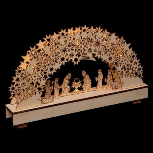 Hogar y Mas Portal DE BELÉN Nacimiento MDF LED 19X5X33CM