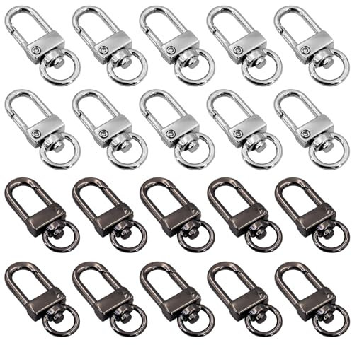 Karabinerhaken mit Drehgelenk, 20 Stück Zinklegierung Schlüsselringe Klein Schlüsselanhänger Karabiner Drehbare Hummer Krallenverschlüsse Schlüsselkette
