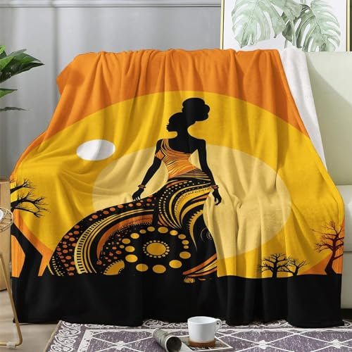 Afrika Kuscheldecke Flauschig 100x130cm 3D Frauen Fleecedecke Weich Sofadecke Warm Bettdecke Decken Wohndecke Tagesdecke Sofaüberwurf Decke Couchdecke Bettüberwurf F197