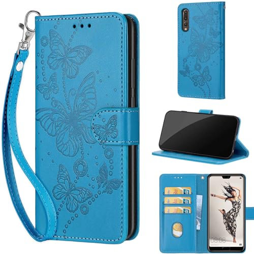 Phone Case for Huawei P20 Plus / P20 Pro Case, Premium PU Leather Wallet Flip Case with Card Slots Kickstand Magnetic Closure Case compatible Huawei P20 Plus / P20 Pro Blue