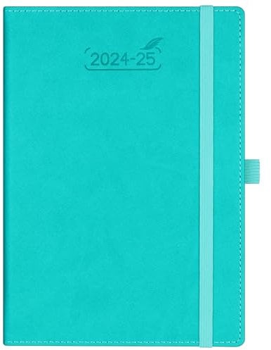 BEZEND 18-Monate Buchkalender 2024 2025 Terminplaner A5 PU-Leder Hardcover Kalender [Türkis] Wochenkalender Juli 24-Dez 25 1 Woche 2 Seiten | Planer mit Stifthalter
