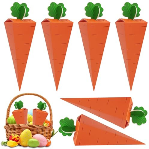 ATSGJLZN 30set Ostertüten Karotten, Osterbeutel Säckchen aus Papier,Osternester zum Befüllen Osterdeko,Ostertasche Osterhasen Ostersackerl Deko Ostergeschenke Kinder