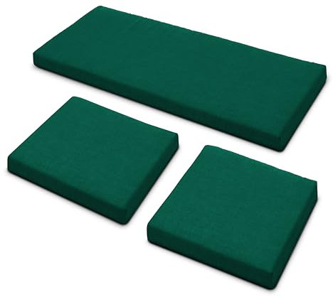 Sapphire Collection 3 Pieces Replacement Cushions Set for Rattan Chairs Sofa Patio Garden Outdoor Furniture - Water Resistant, Lightweight, and Durable - Multiple Colors Available (Green)