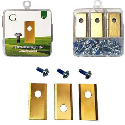 G greengrass tools Ersatz Messer kompatibel mit Worx Landroid, Ecovacs Goat, Einhell, LandXCape, Practixx, Scheppach, Kress Mähroboter Klingen - Titan LongLife [1-Loch bruchsicher DIN geprüft] 9 STK.