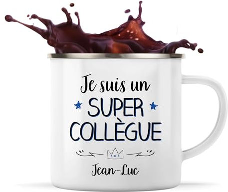 Planetee Tasse Jean-Luc Un Super Collègue Homme 360 ml | Mug Émaillé Métallique | Idée Cadeau Prénom Surnom Nom de Famille Humour Collègue Travail Métier Départ Retraite