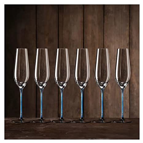 Generic Verres À Vin Maison Verres À Champagne 6 Pièces Créatifs Verres À Vin Mousseux Haute Mousse Home Bar Cristal Verre Flûte À Champagne/Bleu/225 Ml