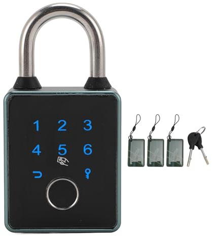 Fingerabdruck Vorhängeschloss, 5 in 1 Fingerabdruck Passwort, IC Karte, APP Schlüsselschloss, Intelligentes Vorhängeschloss mit Schlüsselloser Biometrie, Schließfachschloss, (TT