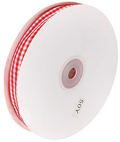 Tbest Clothin Iry Ls Kariertes Band 50 Yards Rolle ähnlich Schleife Handift Clothin Dekoration Widder Clothin (rot und weiß)