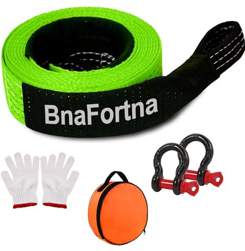 Corde de Remorquage 5M - Sangle Remorquage 10 Ton (22,000Lbs),Kit de Sangle de Remorquage avec 2 Crochets 2 Gants pour Remorques d'urgence et Routières