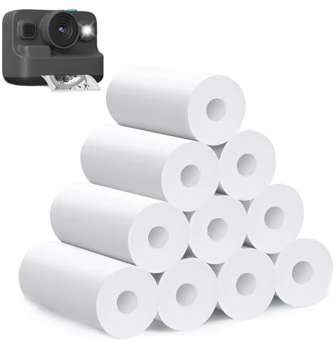 10pcs Thermal Printer Paper for Kids Instant Print Cameras, Kids Camera Paper Roll White, Zero Ink Printing Paper for Kids Camera, Easy to Replace - Suitable for Kids Camera Instant Print