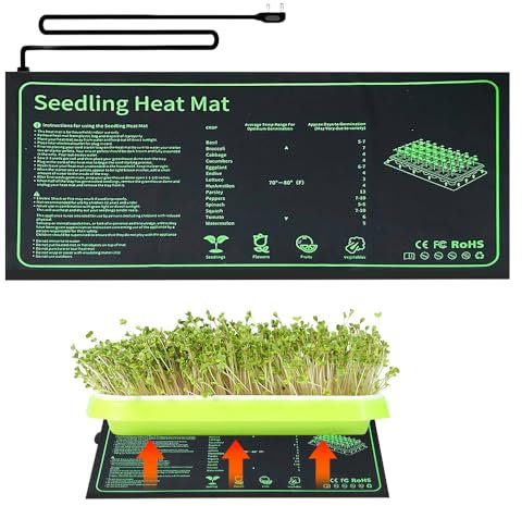 Hojalis Seedling Heat Mat, 20W Heated Propagator, IP67 Waterproof Hydroponic Heating Pad, Heat Mat for Plants, Seedling Heating Pad for Winter Indoor Seedling Germination(25 x 52cm)