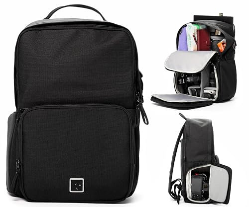 SP TECH Day 15 Kamerarucksack 18 L – leichter Foto- & Tagesrucksack für DSLR- & Systemkameras, wasserabweisendes recyceltes Polyester, gepolstertes 16-Zoll Laptopfach, Schnellzugriff, Schwarz
