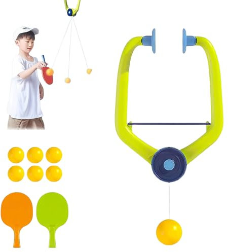 Jeeeun Door Ping Pong Game, Doorway Ping Pong, Ping Pong Doorway Game, Over The Door Ping Pong, Hanging Ping Pong for Kids, Hanging Table Tennis Set with Frame, Rackets, and Balls (1pcs)