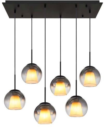 GLOBO E27 Pendant Light Dining Room Light Crystal Glass Balls Smoke Black
