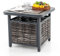 KOMFOTTEU Gartentisch aus PE-Rattan, Beistelltisch mit Schirmloch & Schachbrettmuster, Couchtisch Bistrotisch wetterfest, quadratischer Terrassentisch für Garten, Hof, Terrasse, 55 x 55 x 50 cm