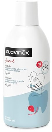 Suavinex, Mundwasser für Jungen und Mädchen ab 6 Jahren, verhindert Karies, schützt Zahnfleisch, alkoholfrei, glutenfrei, mit Fluor, CPC und gereinigtem Meerwasser, tägliche Verwendung