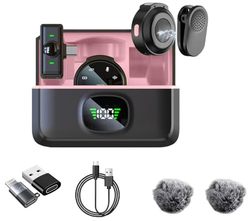 Kabelloses Lavalier-Mikrofon für iPhone 15, Android, USB C, iPad mit Adapter im Lieferumfang enthalten, Rauschunterdrückung, Mini-Ansteckmikrofon für Tiktok YouTube, Aufnahmen, Vlog, Facebook