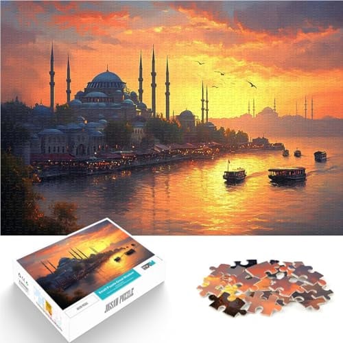 Puzzle für Jugendliche 2000 Teile Dekomprimierendes intellektuelles Lernspielzeug Istanbul Sonnenuntergang Wanddekoration70x100cm