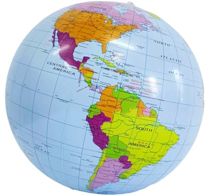 OUDQFCJ 1 pcs 16 Zoll Erde Globus Weltkugel aufblasbar Geographie Weltkarte Wasserball aufblasbar für Garten, Strand, Pool, Wissenschaft Geographie Bildung