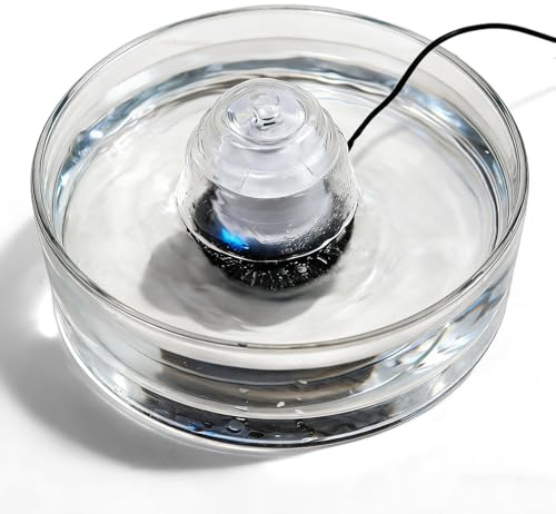Fontaine à eau en verre pour chat 2,7 L, distributeur d'eau automatique avec pompe silencieuse, fontaine à boire pour chats et petits chiens, facile à nettoyer